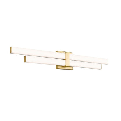 Z-Lite Zane 32" 2-Light LED Modern Gold and Frosted Shade Vanity Light