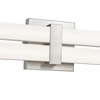Z-Lite Zane 40" 2-Light LED Brushed Nickel and Frosted Shade Vanity Light