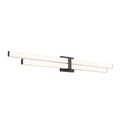 Z-Lite Zane 40" 2-Light LED Matte Black and Frosted Shade Vanity Light