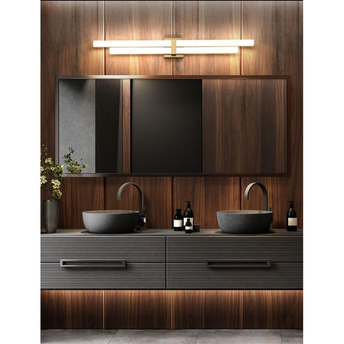 Z-Lite Zane 40" 2-Light LED Modern Gold and Frosted Shade Vanity Light