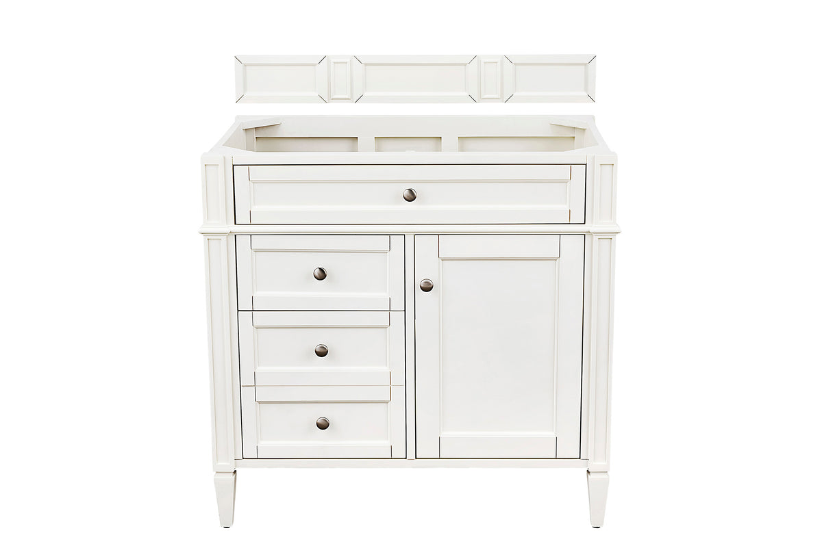 James Martin Vanities Brittany 36" Bright White Single Vanity With 3 CM Siberian Silestone Top