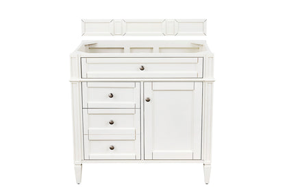James Martin Vanities Brittany 36" Bright White Single Vanity With 3 CM Siberian Silestone Top