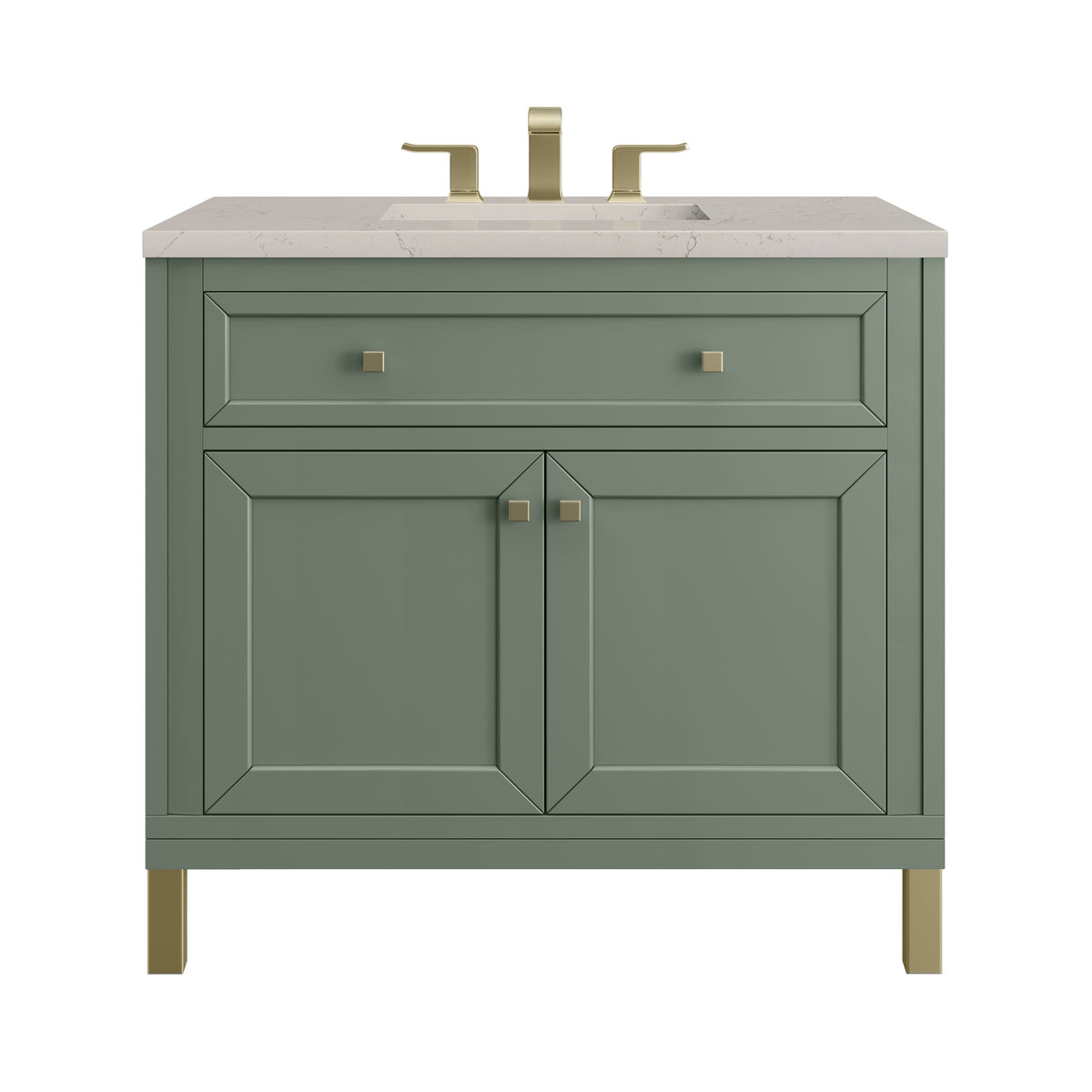 James Martin Vanities Chicago 36" Smokey Celadon Single Vanity With 3 CM Siberian Silestone Top