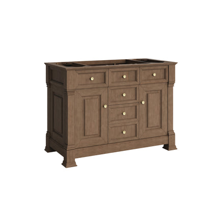James Martin Vanities Brookfield 48" Pecan Single Vanity With 3 CM Siberian Silestone Top and FreePower Wireless Charger