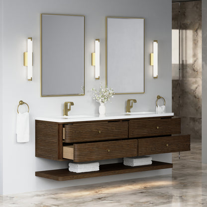 James Martin Vanities Allamari 72" Sable Double Vanity With Single Hole 3 CM White Zeus Silestone Top