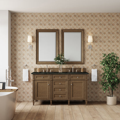 James Martin Vanities Brittany 60" Saddle Brown Double Vanity With 3 CM Phantome Eclos Top