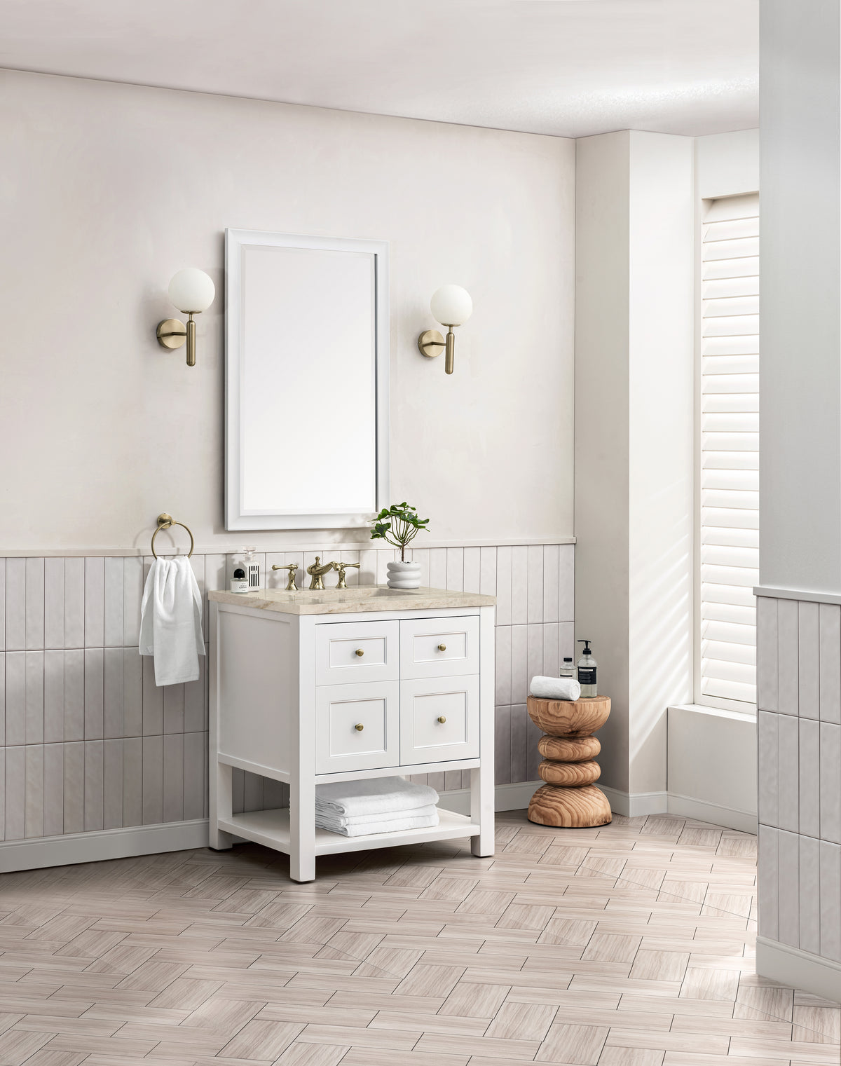 James Martin Vanities Breckenridge 30" Bright White Single Vanity With 3cm Tajnar Eclos Top