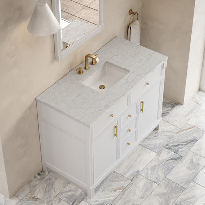 James Martin Vanities Bellshire 48" Bright White Single Vanity With 3 CM Eternal Jasmine Pearl Silestone Top