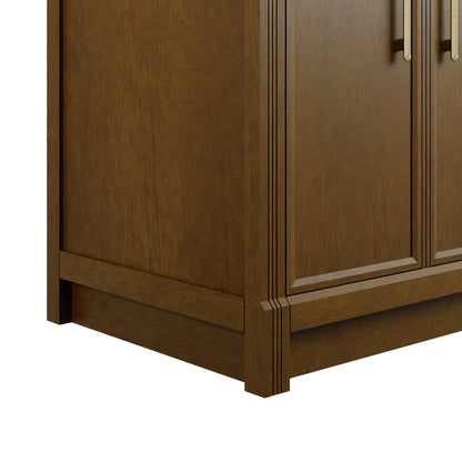 James Martin Vanities Bellshire 84" Honey Oak Dual Vanity Set With 3 cm Victorian Silver Silestone Top and 24" Make-Up Counter
