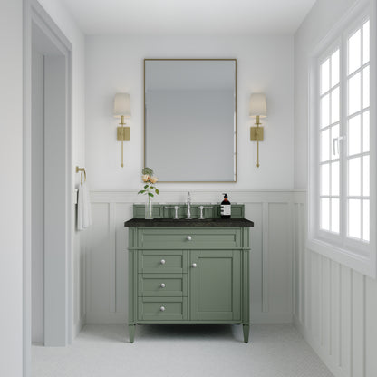 James Martin Vanities Brittany 36" Smokey Celadon Single Vanity With 3 CM Phantome Eclos Top