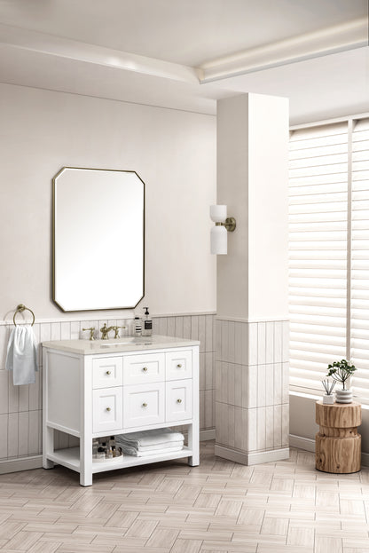 James Martin Vanities Breckenridge 36" Bright White Single Vanity With 3cm Siberian Silestone Top