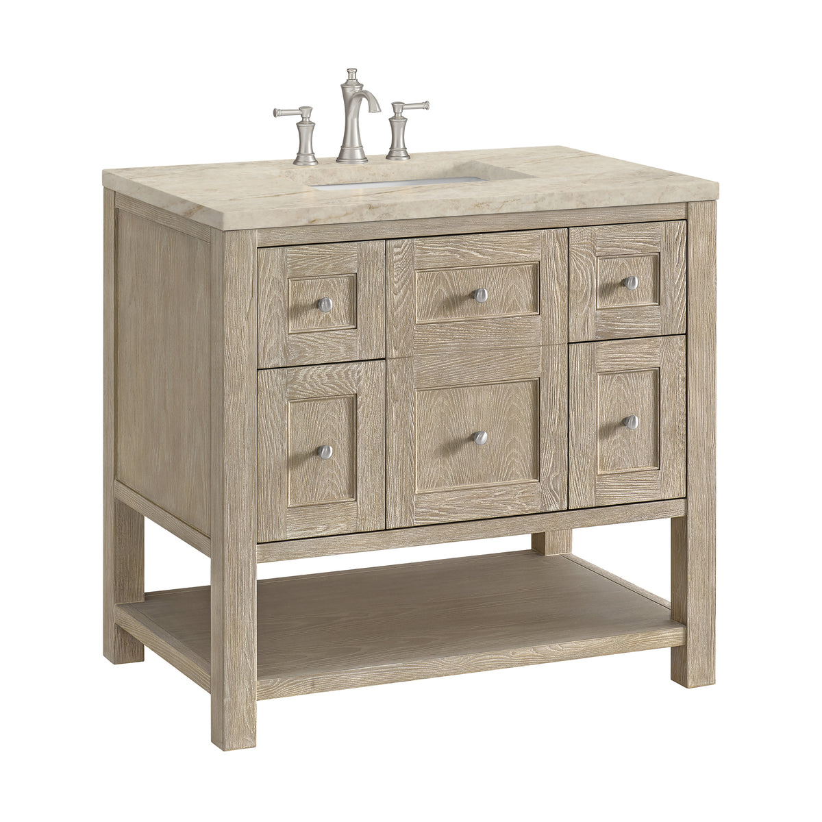 James Martin Vanities Breckenridge 36" Whitewashed Oak Single Vanity With 3cm Tajnar Eclos Top
