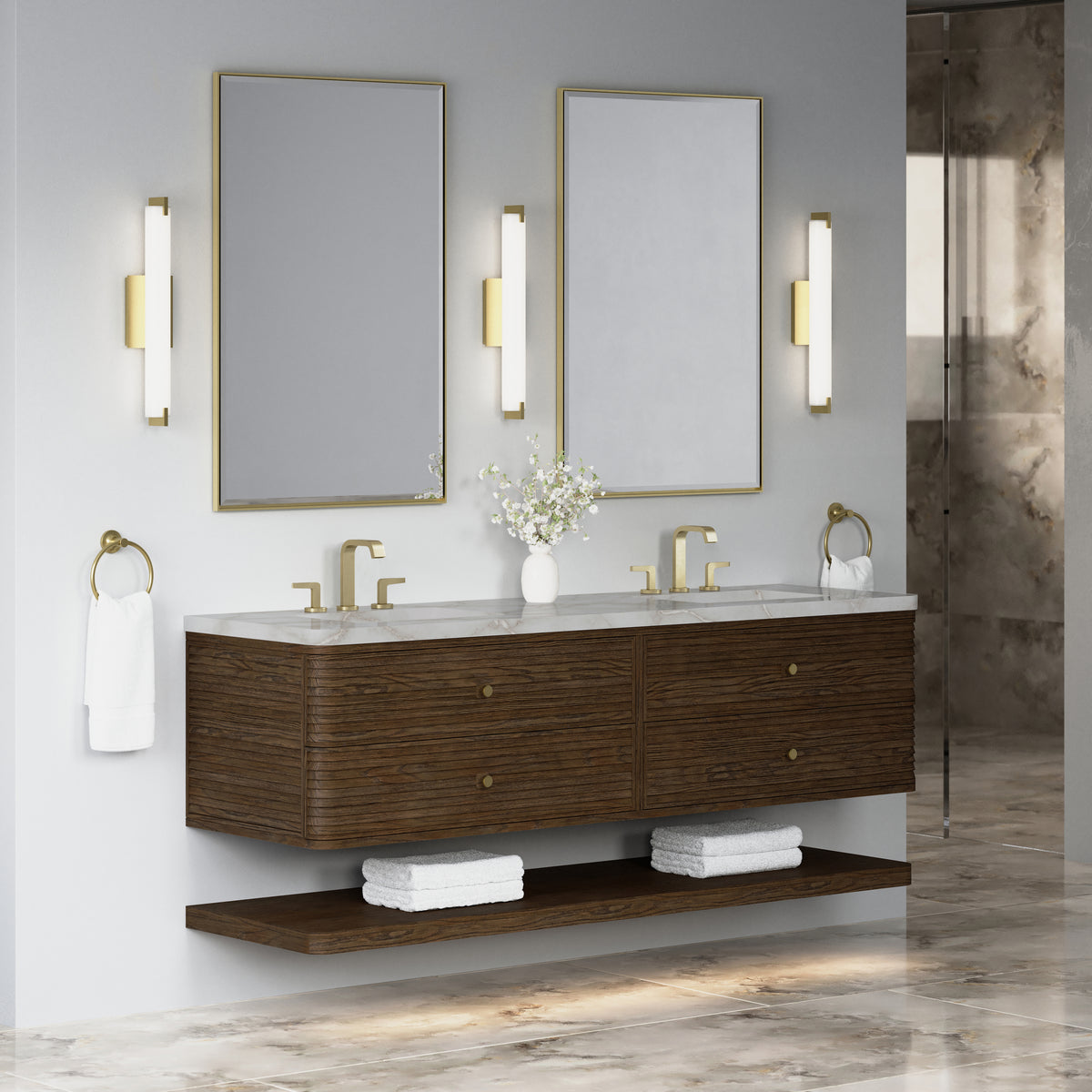 James Martin Vanities Allamari 72" Sable Double Vanity With 3 CM Victorian Silver Silestone Top