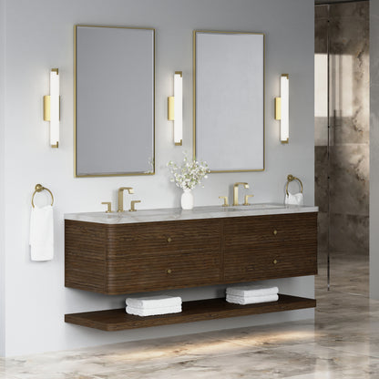James Martin Vanities Allamari 72" Sable Double Vanity With 3 CM Victorian Silver Silestone Top