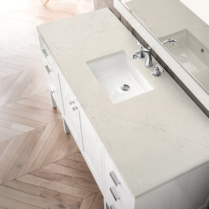 James Martin Vanities Addison 60" Glossy White Single Vanity With 3 CM Siberian Silestone Top