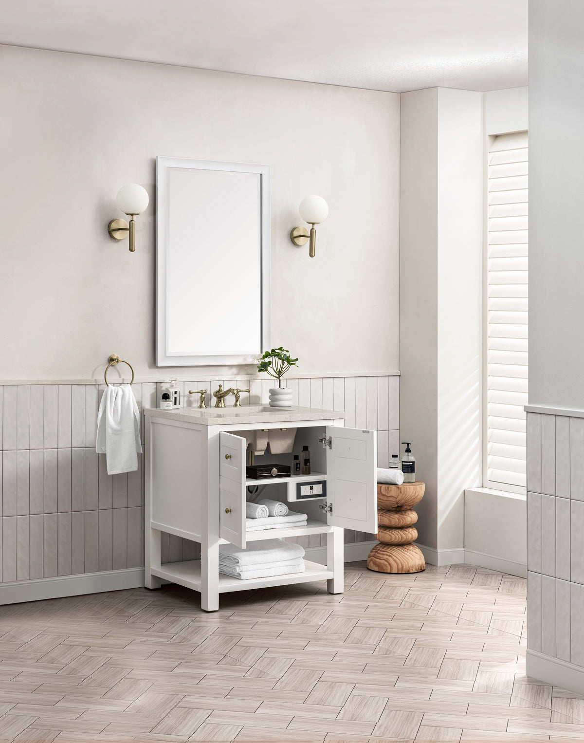 James Martin Vanities Breckenridge 30" Bright White Single Vanity With 3cm Siberian Silestone Top