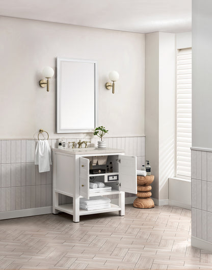 James Martin Vanities Breckenridge 30" Bright White Single Vanity With 3cm Siberian Silestone Top