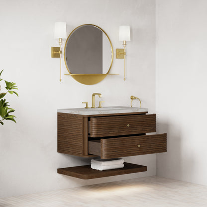 James Martin Vanities Allamari 36" Sable Single Vanity With 3 CM Victorian Silver Silestone Top