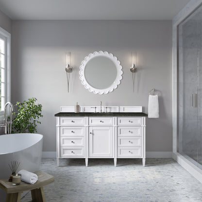 James Martin Vanities Brittany 60" Bright White Single Vanity With 3 CM Phantome Eclos Top