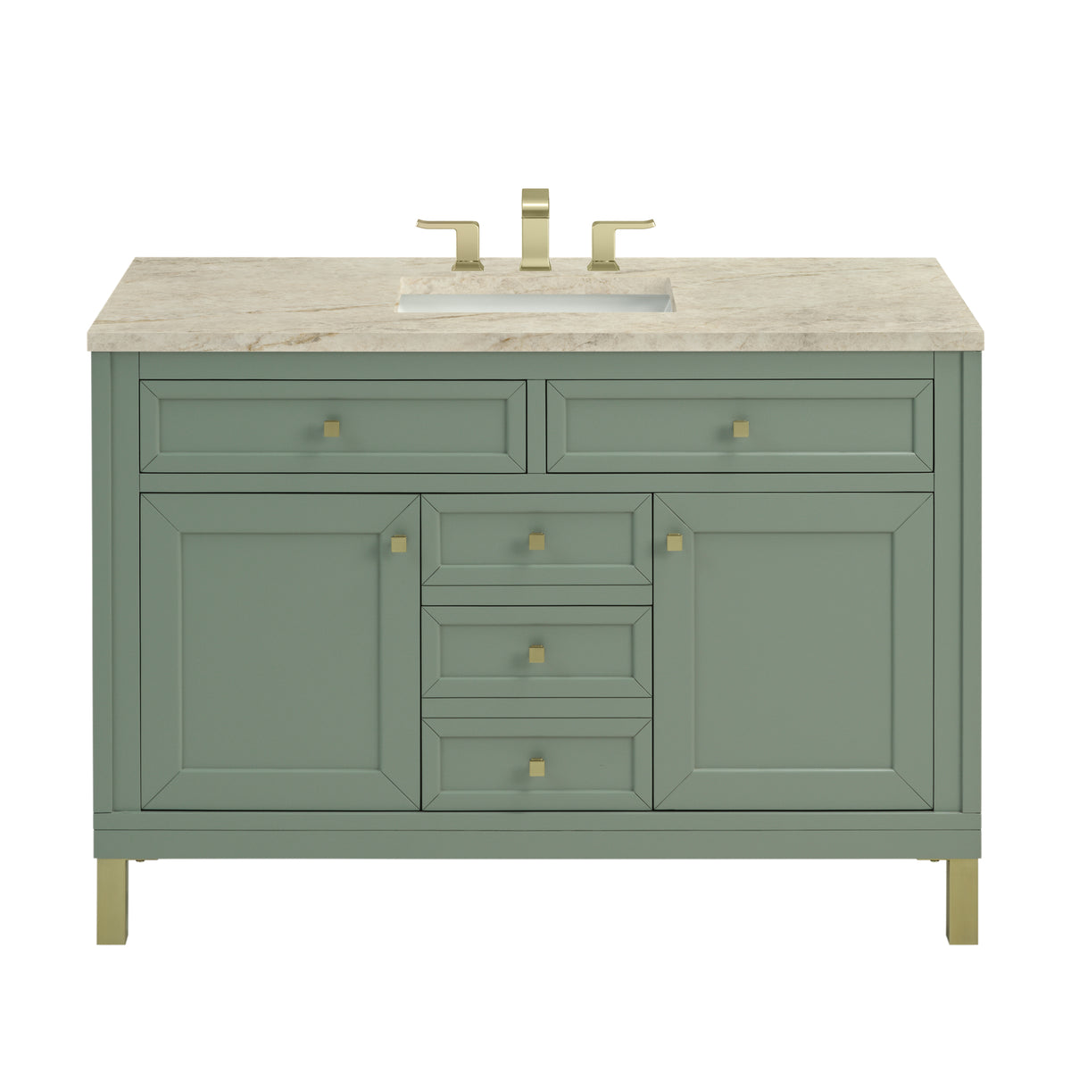 James Martin Vanities Chicago 48" Smokey Celadon Single Vanity With 3 CM Tajnar Eclos Top