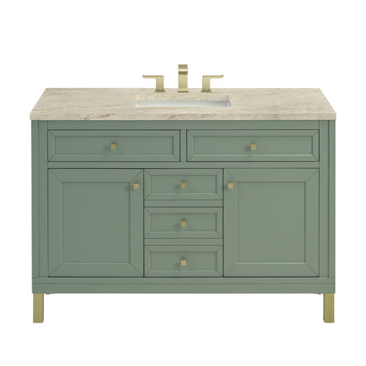 James Martin Vanities Chicago 48" Smokey Celadon Single Vanity With 3 CM Tajnar Eclos Top