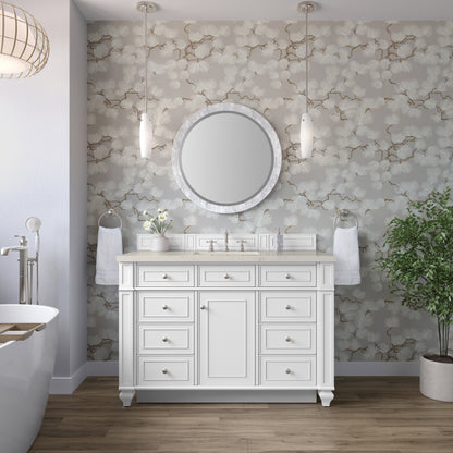 James Martin Vanities Bristol 48" Bright White Single Vanity With 3 CM Siberian Silestone Top