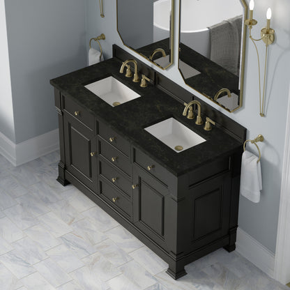 James Martin Vanities Brookfield 60" Black Onyx Double Vanity With 3 CM Phantome Eclos Top