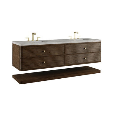 James Martin Vanities Allamari 72" Sable Double Vanity With 3 CM Victorian Silver Silestone Top
