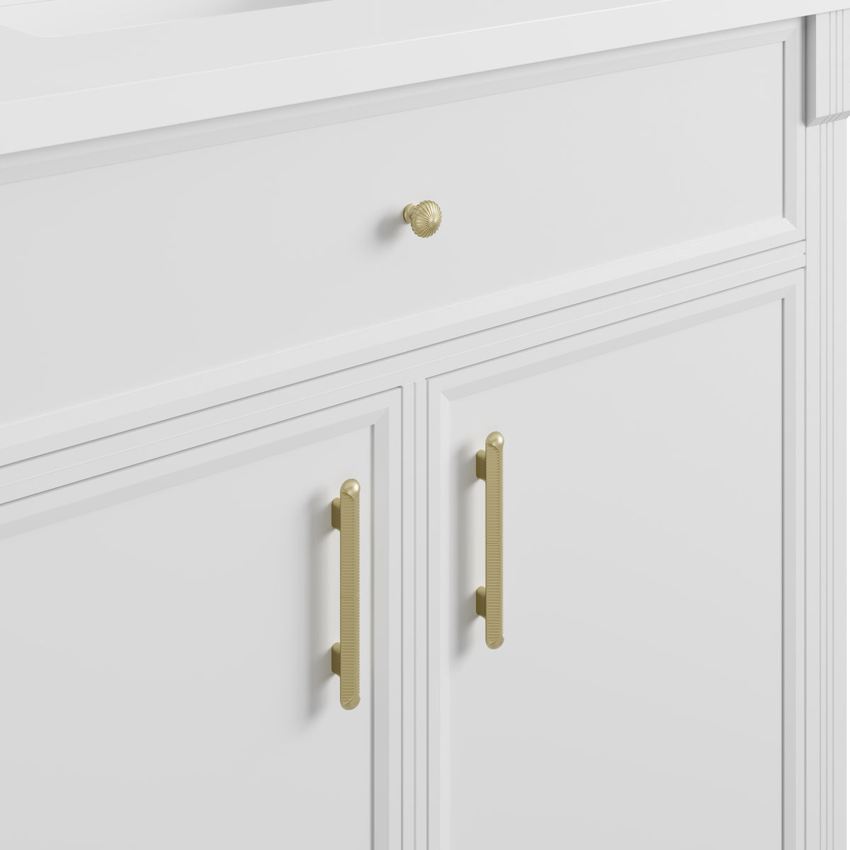 James Martin Vanities Bellshire 96" Bright White Dual Vanity Set With 3 cm Charcoal Soapstone Silestone Top and 24" Make-Up Counter