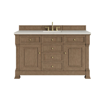 James Martin Vanities Brookfield 60" Pecan Single Vanity With 3 CM Siberian Silestone Top