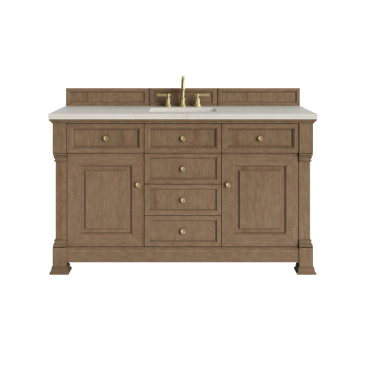 James Martin Vanities Brookfield 60" Pecan Single Vanity With 3 CM Siberian Silestone Top