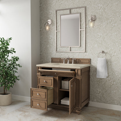 James Martin Vanities Bristol 36" Saddle Brown Single Vanity With 3 CM Tajnar Eclos Top
