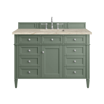 James Martin Vanities Brittany 48" Smokey Celadon Single Vanity With 3 CM Tajnar Eclos Top