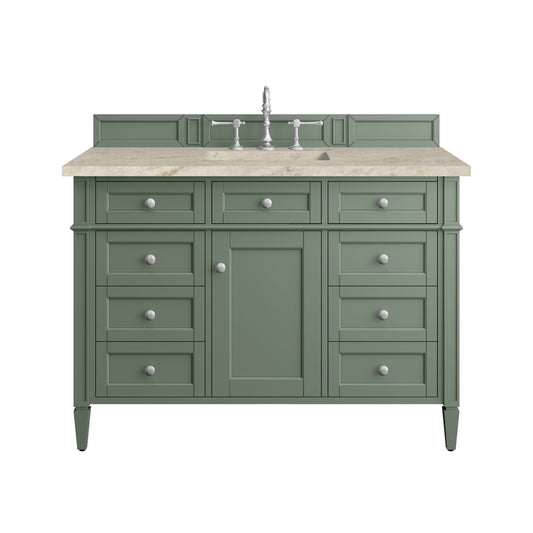 James Martin Vanities Brittany 48" Smokey Celadon Single Vanity With 3 CM Tajnar Eclos Top