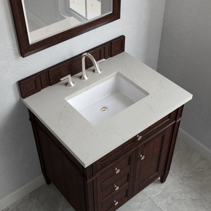 James Martin Vanities Brittany 30" Burnished Mahogany Single Vanity With 3 CM Siberian Silestone Top