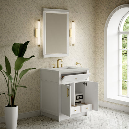 James Martin Vanities Bellshire 30" Bright White Single Vanity With 3 CM Lime Delight Silestone Top