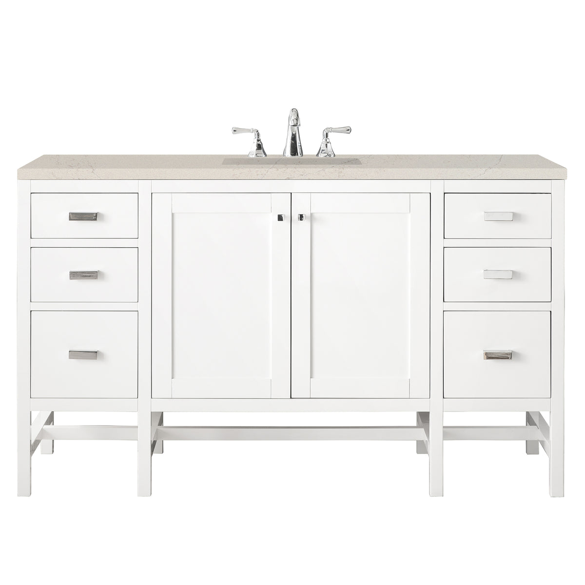 James Martin Vanities Addison 60" Glossy White Single Vanity With 3 CM Siberian Silestone Top