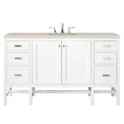 James Martin Vanities Addison 60" Glossy White Single Vanity With 3 CM Siberian Silestone Top