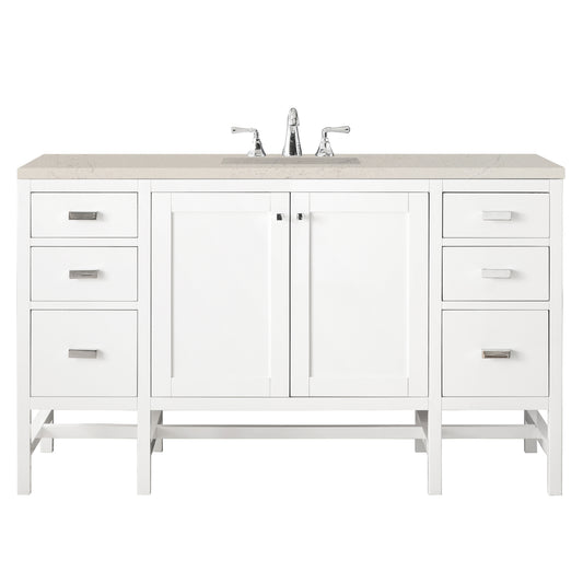 James Martin Vanities Addison 60" Glossy White Single Vanity With 3 CM Siberian Silestone Top