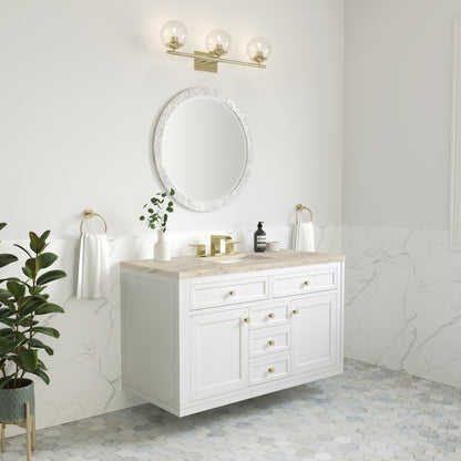 James Martin Vanities Chicago 48" Glossy White Single Vanity With 3 CM Tajnar Eclos Top