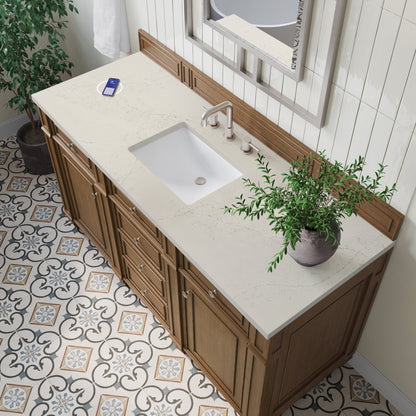 James Martin Vanities Bristol 60" Saddle Brown Single Vanity With 3 CM Siberian Silestone Top and FreePower Wireless Charger