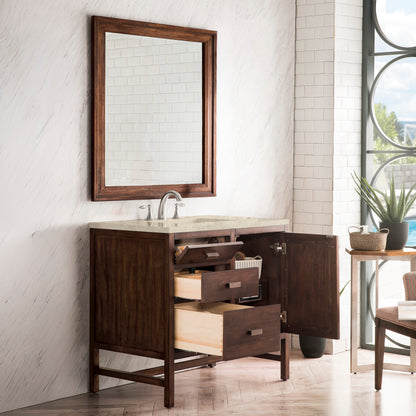 James Martin Vanities Addison 36" Mid-Century Acacia Single Vanity With 3 CM Tajnar Eclos Top