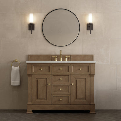 James Martin Vanities Brookfield 48" Pecan Single Vanity With 3 CM Siberian Silestone Top