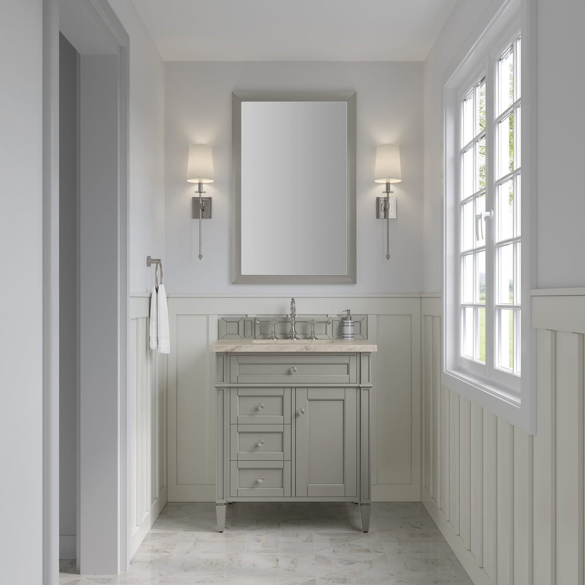 James Martin Vanities Brittany 30" Urban Gray Single Vanity With 3 CM Tajnar Eclos Top