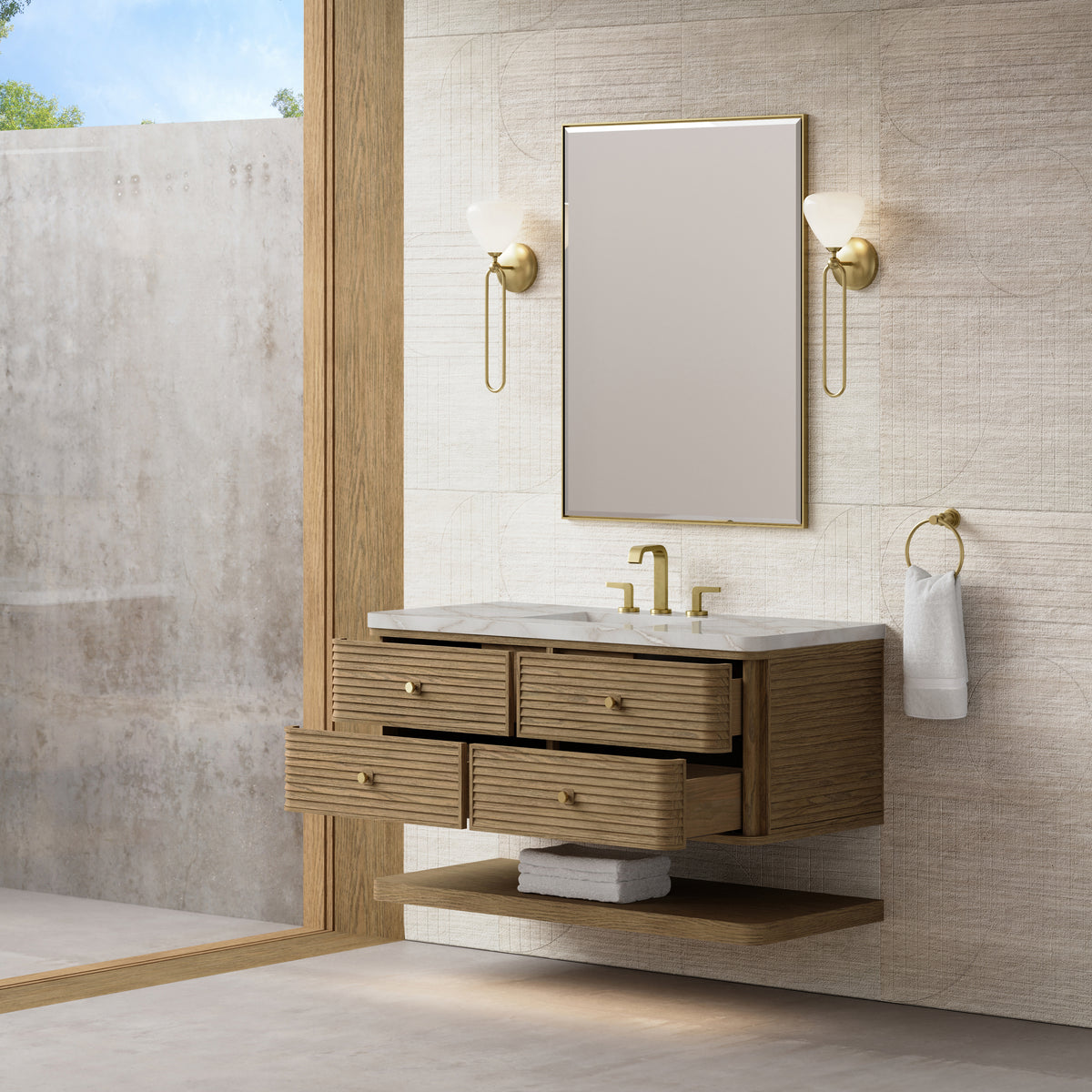 James Martin Vanities Allamari 48" Dune Mist Single Vanity With 3 CM Victorian Silver Silestone Top