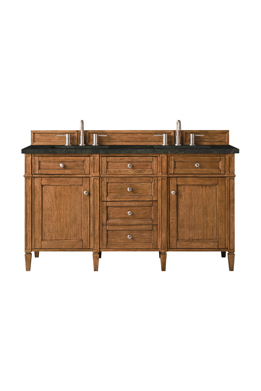 James Martin Vanities Brittany 60" Saddle Brown Double Vanity With 3 CM Phantome Eclos Top