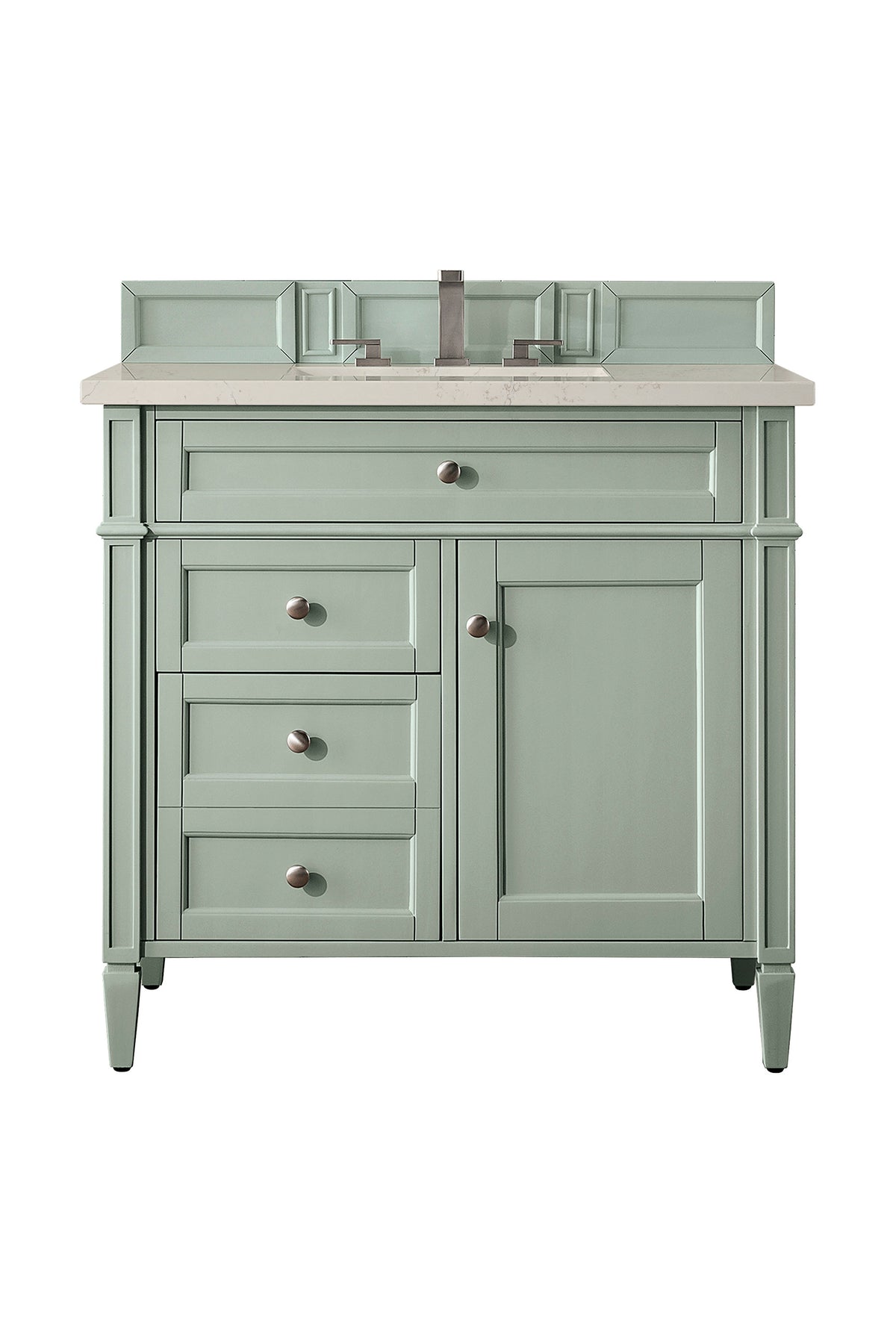 James Martin Vanities Brittany 36" Sage Green Single Vanity With 3 CM Siberian Silestone Top