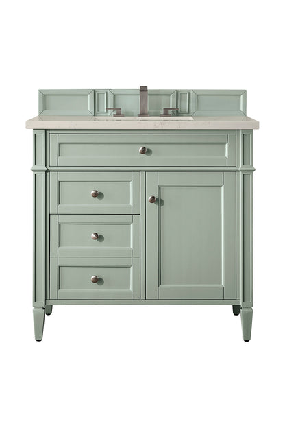 James Martin Vanities Brittany 36" Sage Green Single Vanity With 3 CM Siberian Silestone Top