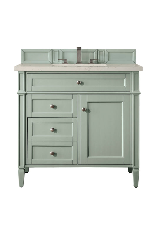 James Martin Vanities Brittany 36" Sage Green Single Vanity With 3 CM Siberian Silestone Top