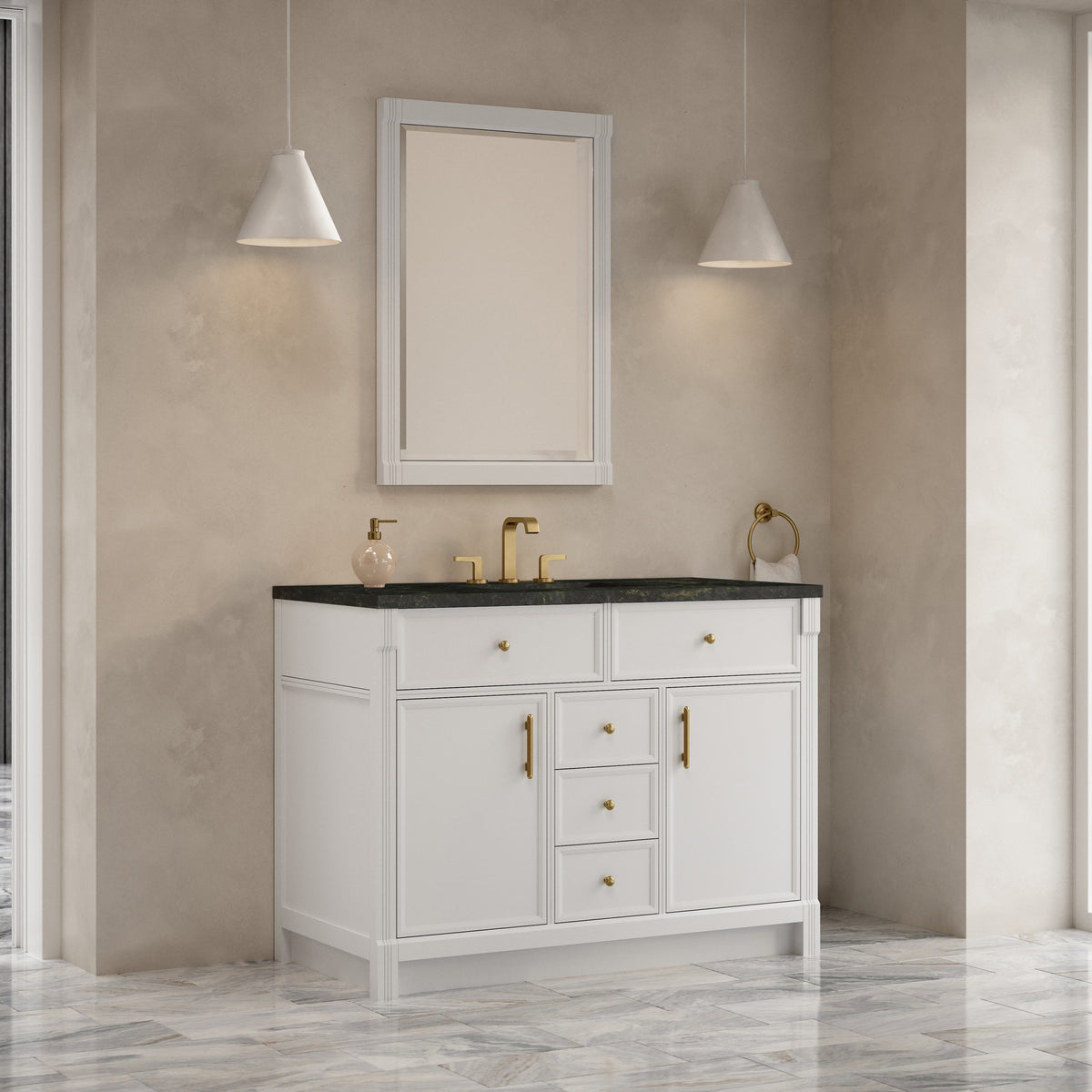 James Martin Vanities Bellshire 48" Bright White Single Vanity With 3 CM Phantome Eclos Top